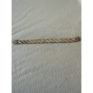 VINTAGE 925 STERLING SILVER WOVEN CHEVRON ITALY RICCIO LINK BRACELET
